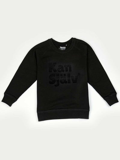 Kan Själv, sweatshirt, svart flockad - Kan Själv